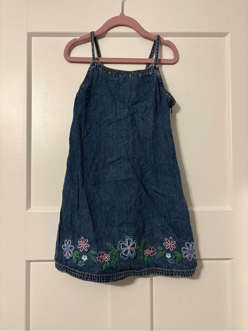 GAP Dark Blue Denim Sundress with Floral Embroidery
